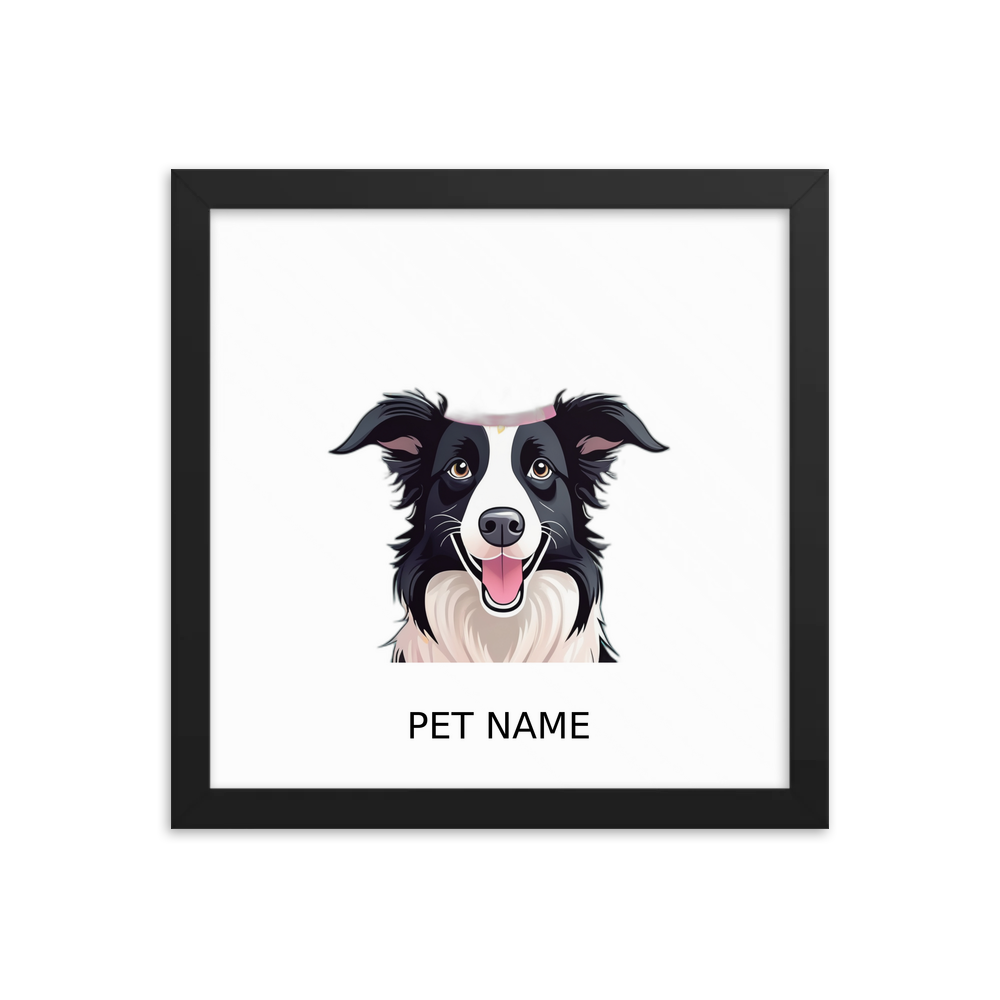 PugMug Custom Border Collie Framed Print with Your Pet’s Name