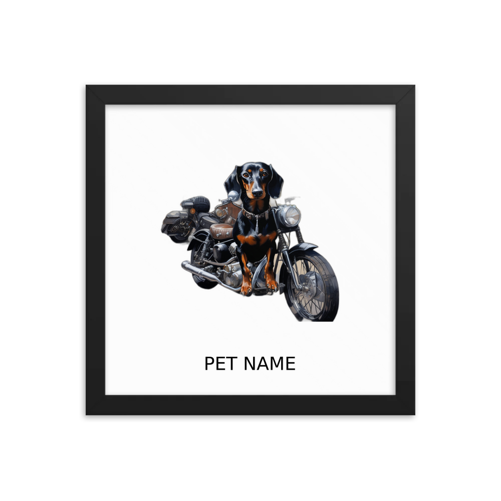 PugMug Custom Black Dachshund Framed Print with Your Pet’s Name