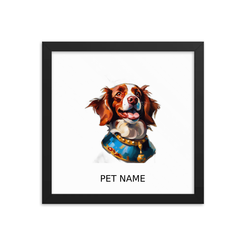 PugMug Custom Brittany Dog Framed Print with Your Pet’s Name