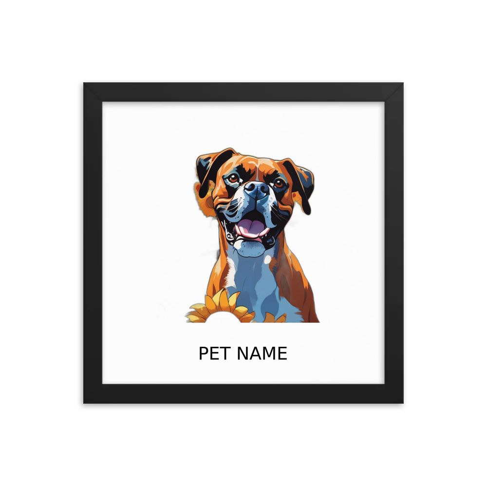 PugMug Custom Boxer Dog Framed Print with Your Pet’s Name