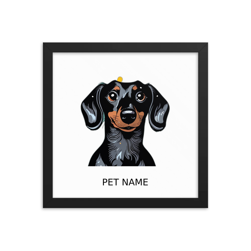 PugMug Custom Black Dachshund Framed Print with Your Pet’s Name