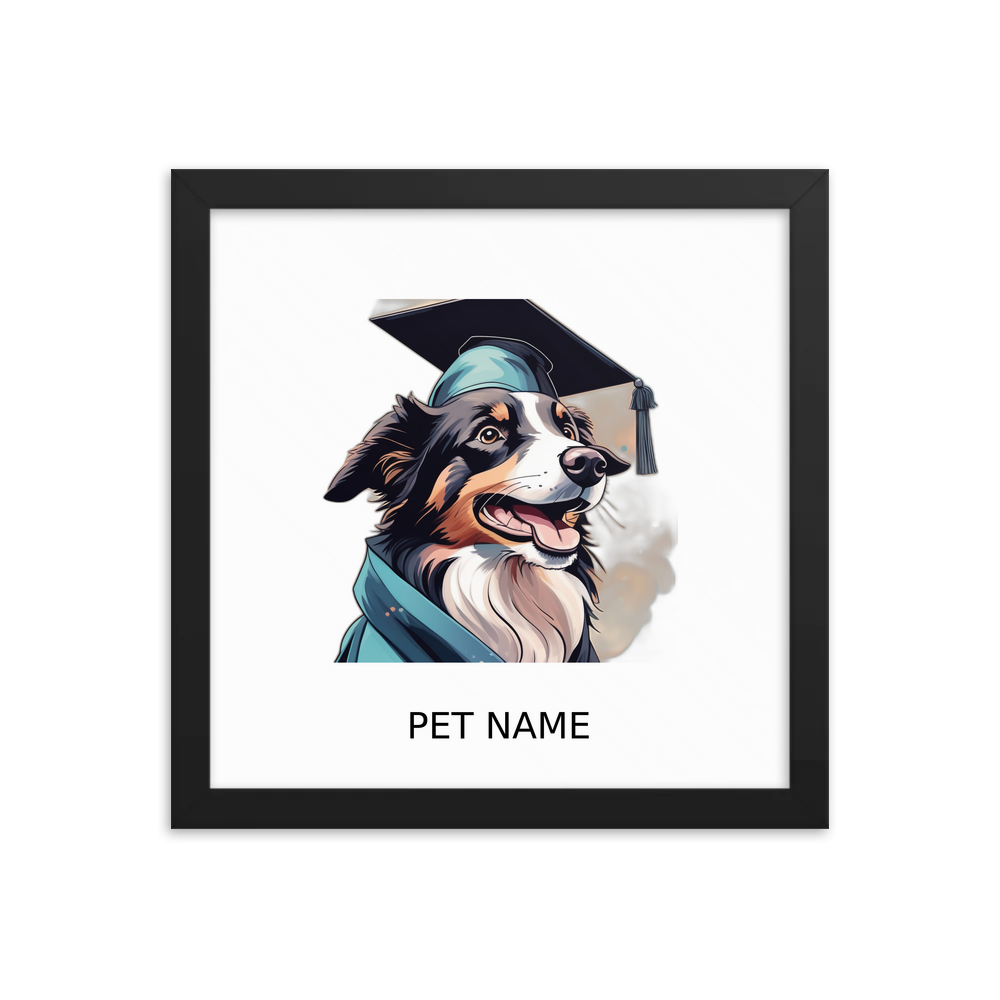 PugMug Custom Border Collie Framed Print with Your Pet’s Name