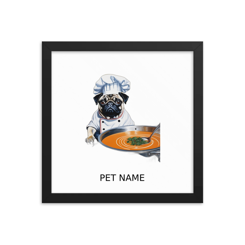 PugMug Custom Pug Framed Print with Your Pet’s Name