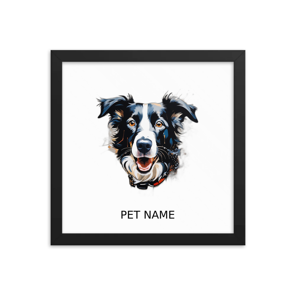 PugMug Custom Border Collie Framed Print with Your Pet’s Name