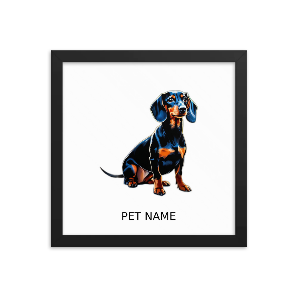 PugMug Custom Black Dachshund Framed Print with Your Pet’s Name