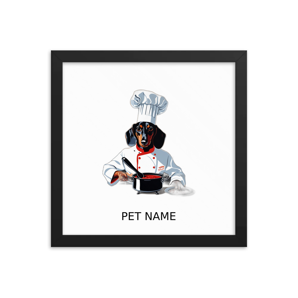 PugMug Custom Black Dachshund Framed Print with Your Pet’s Name