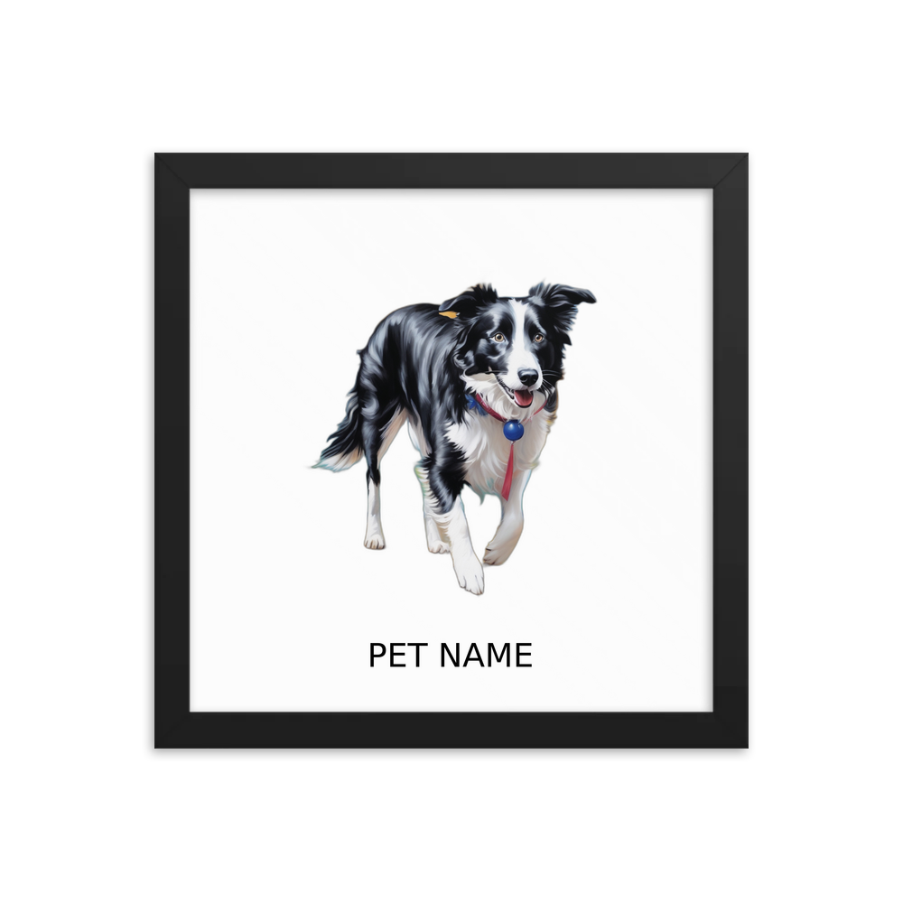 PugMug Custom Border Collie Framed Print with Your Pet’s Name