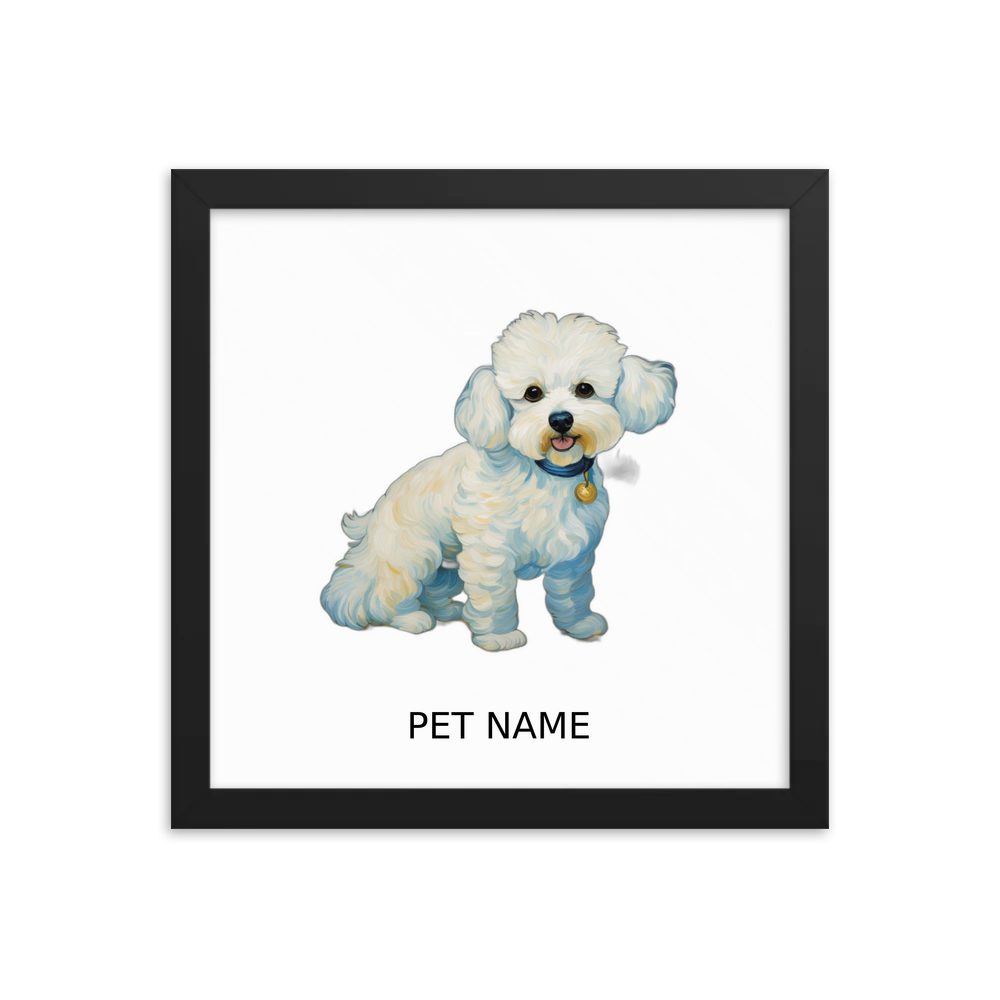 PugMug Custom Bichons Frise Framed Print with Your Pet’s Name