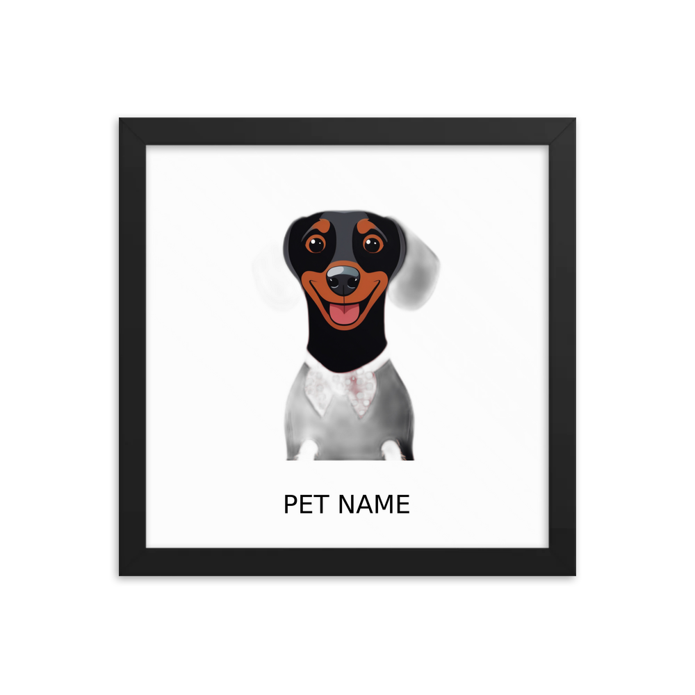 PugMug Custom Black Dachshund Framed Print with Your Pet’s Name