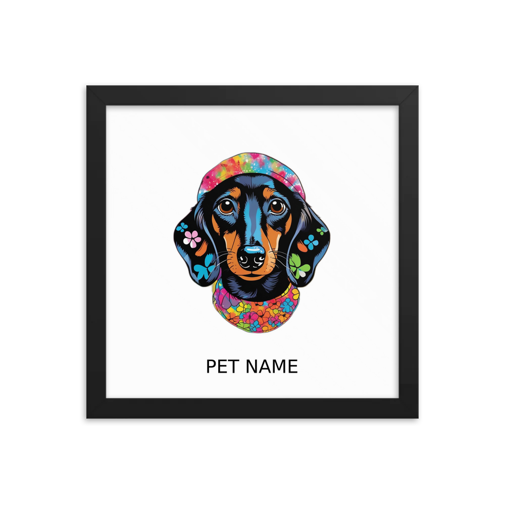 PugMug Custom Black Dachshund Framed Print with Your Pet’s Name