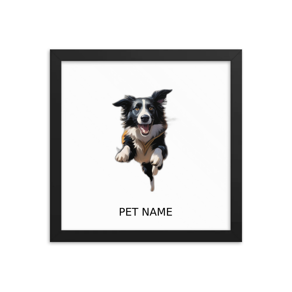 PugMug Custom Border Collie Framed Print with Your Pet’s Name