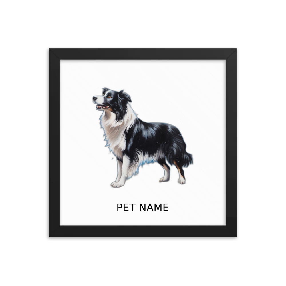 PugMug Custom Border Collie Framed Print with Your Pet’s Name