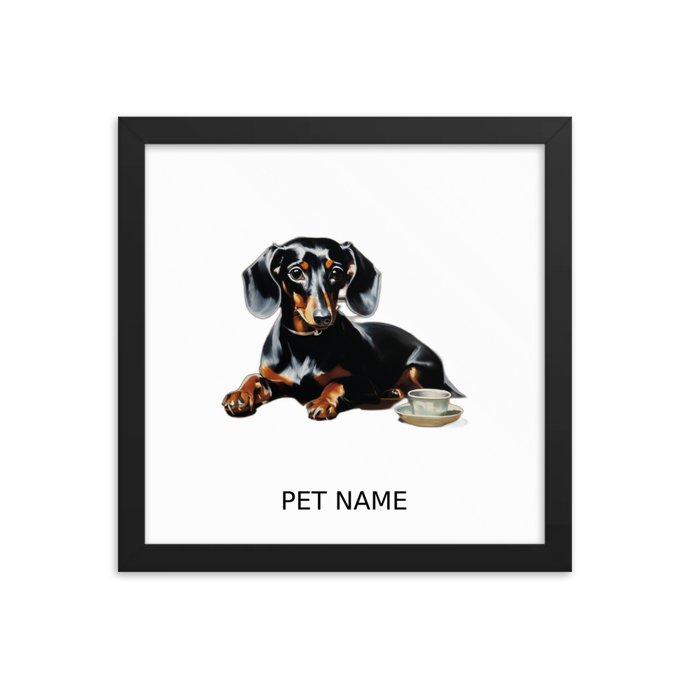 PugMug Custom Black Dachshund Framed Print with Your Pet’s Name
