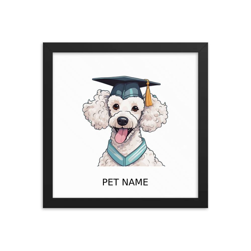 PugMug Custom White Poodle Framed Print with Your Pet’s Name