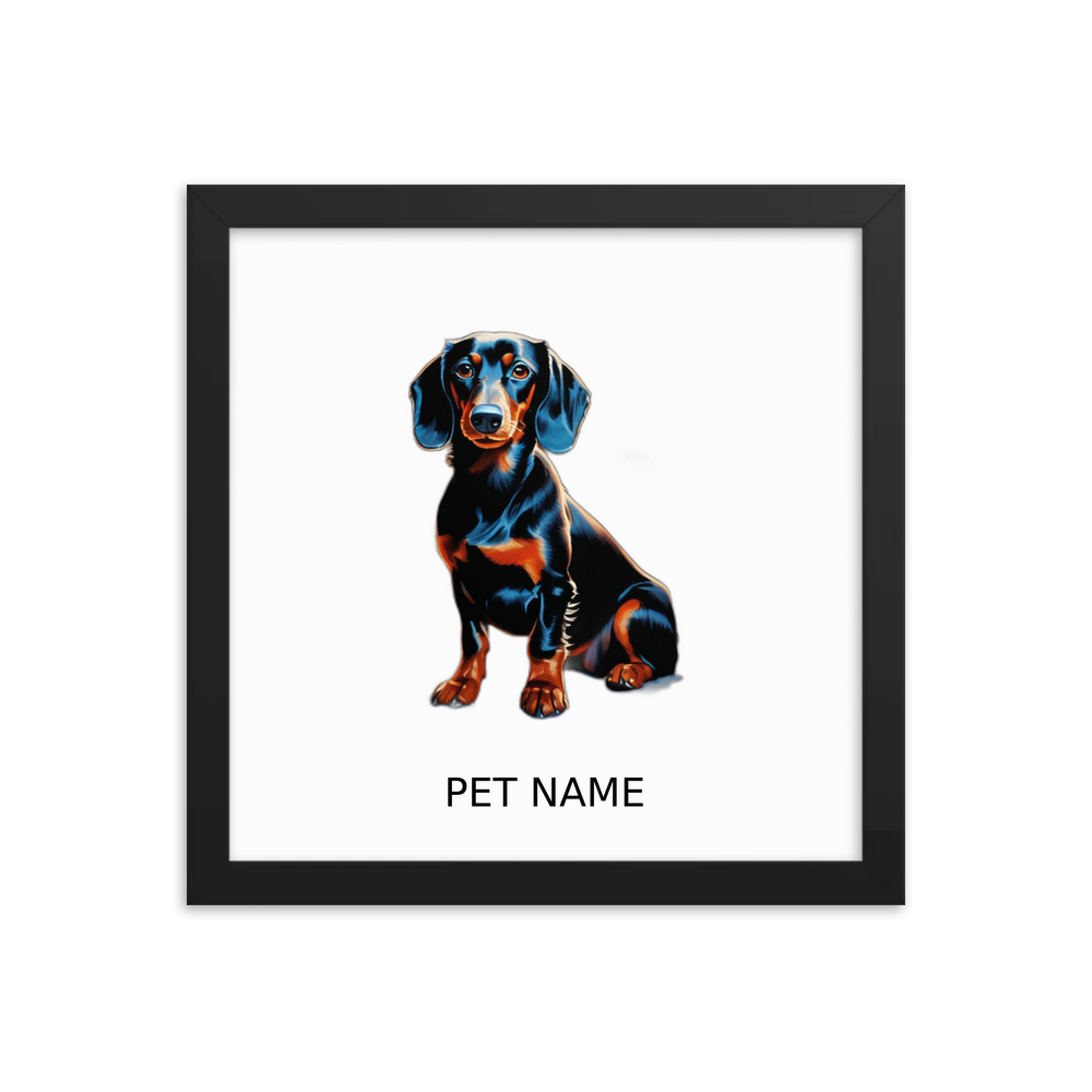 PugMug Custom Black Dachshund Framed Print with Your Pet’s Name