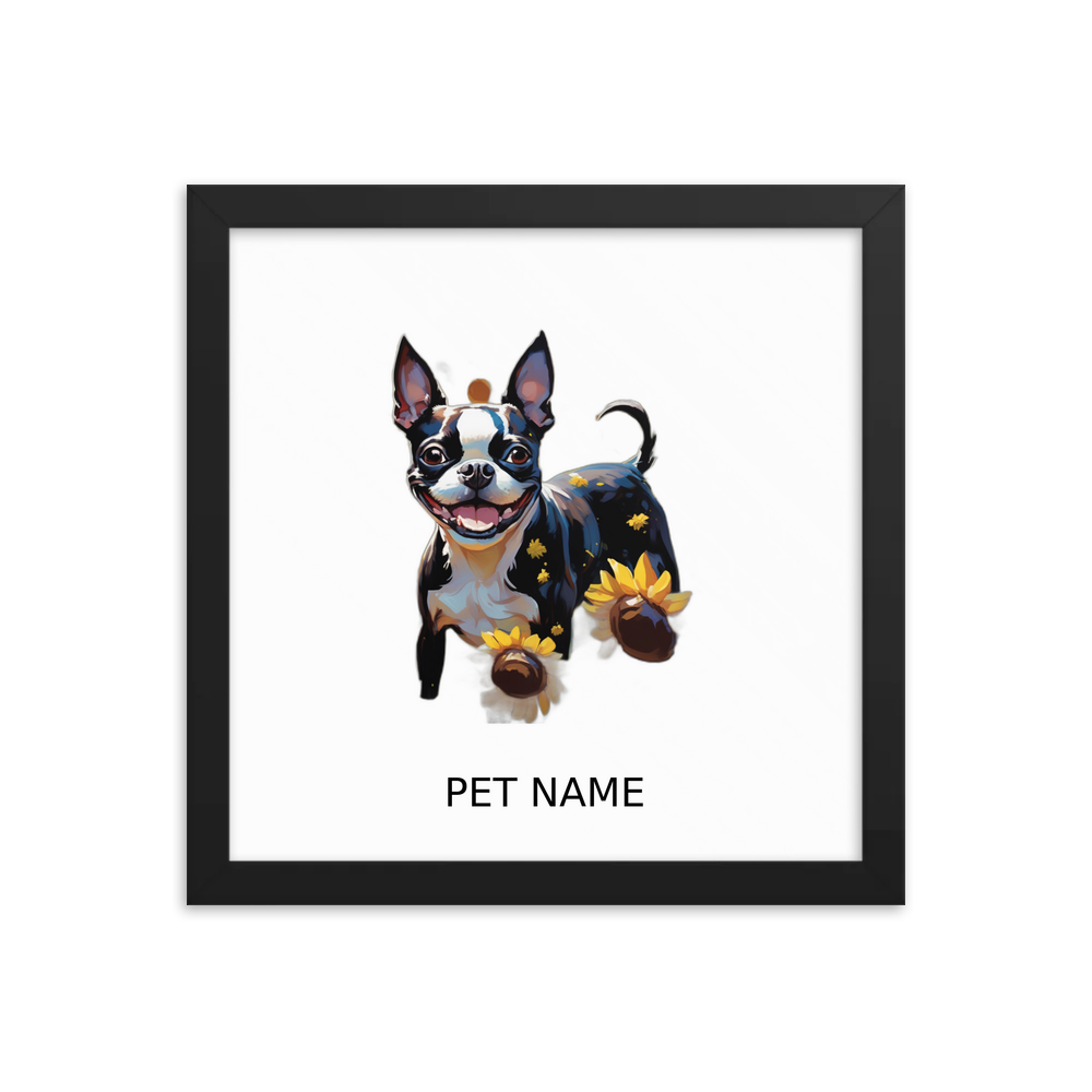 PugMug Custom Boston Terrier Framed Print with Your Pet’s Name