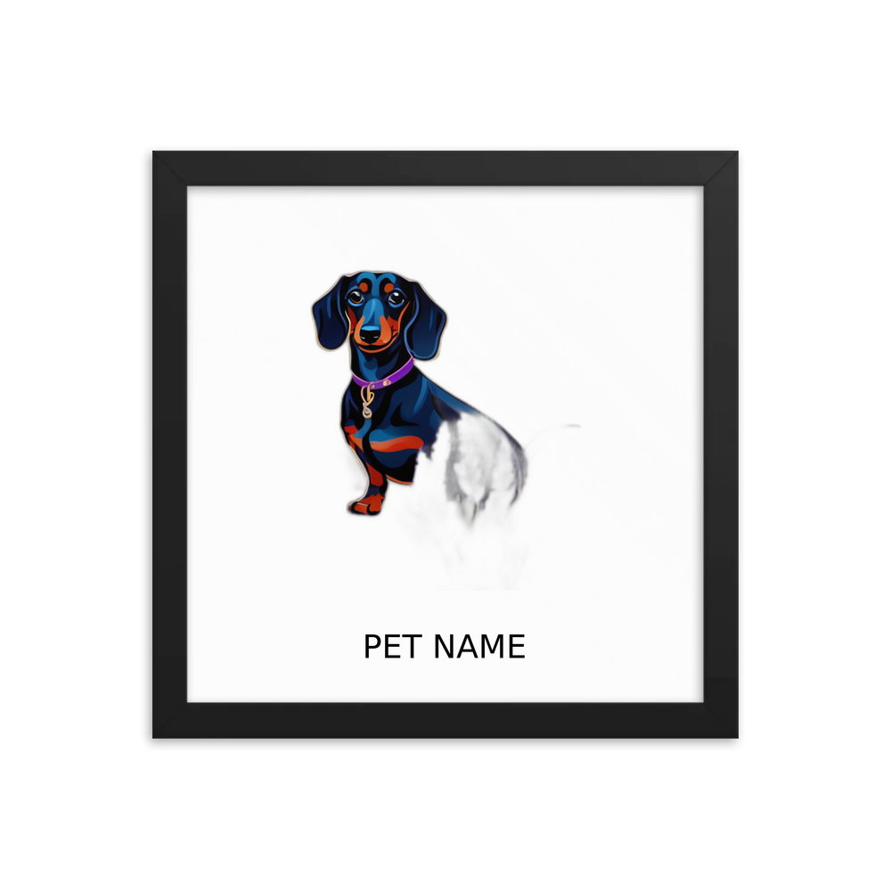 PugMug Custom Black Dachshund Framed Print with Your Pet’s Name