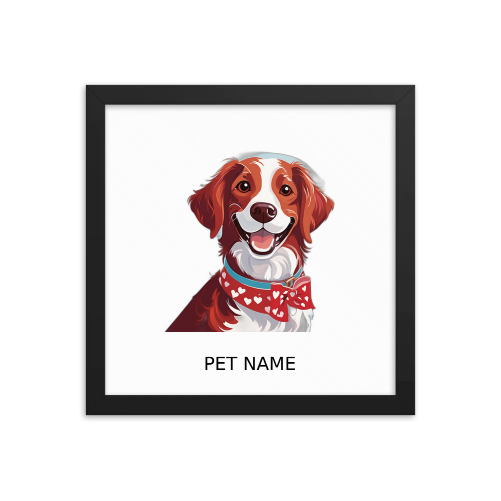 PugMug Custom Brittany Dog Framed Print with Your Pet’s Name