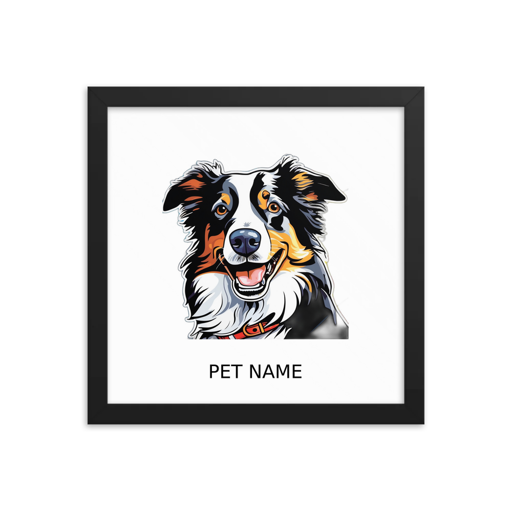 PugMug Custom Border Collie Framed Print with Your Pet’s Name