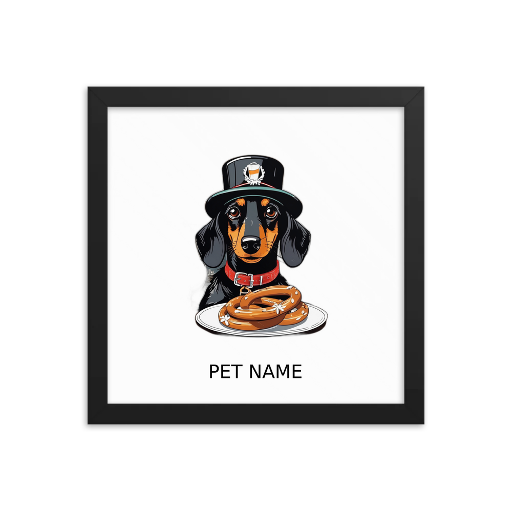 PugMug Custom Black Dachshund Framed Print with Your Pet’s Name