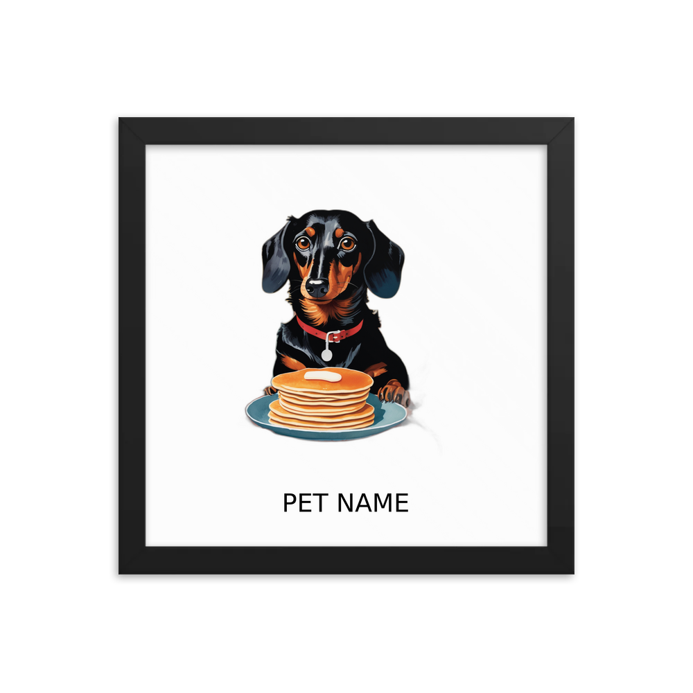 PugMug Custom Black Dachshund Framed Print with Your Pet’s Name
