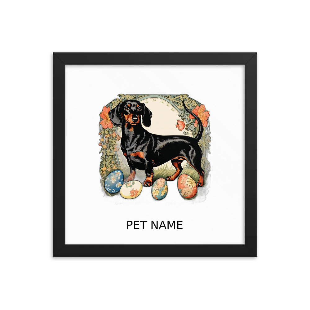 PugMug Custom Black Dachshund Framed Print with Your Pet’s Name