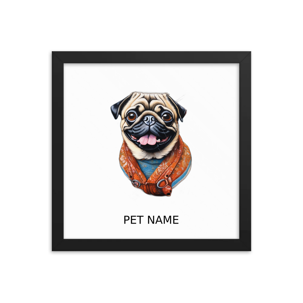 PugMug Custom Pug Framed Print with Your Pet’s Name