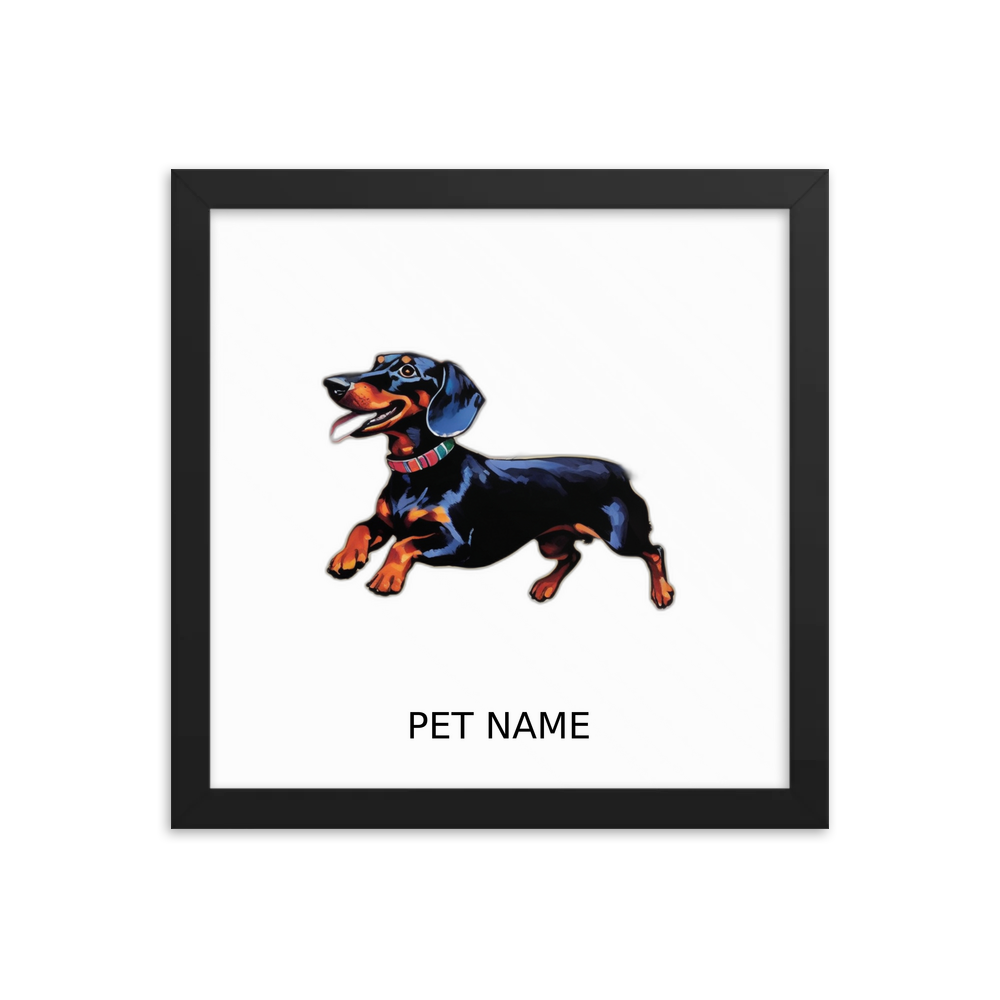 PugMug Custom Black Dachshund Framed Print with Your Pet’s Name