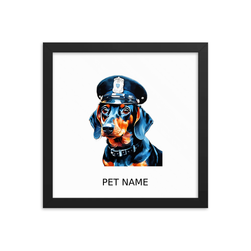 PugMug Custom Black Dachshund Framed Print with Your Pet’s Name