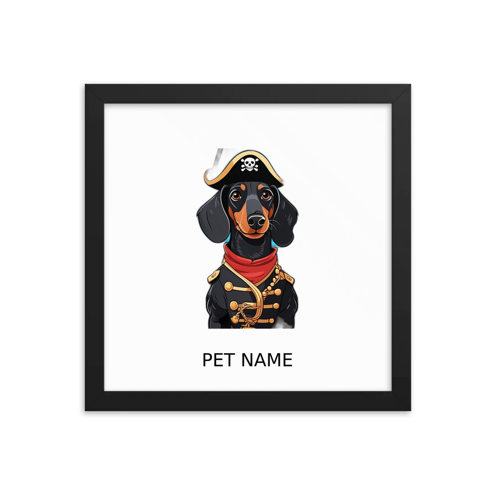 PugMug Custom Black Dachshund Framed Print with Your Pet’s Name