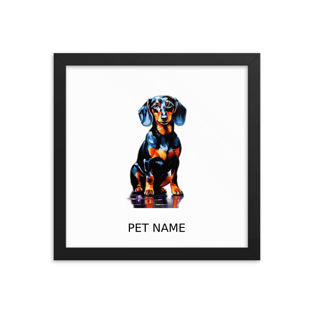 PugMug Custom Black Dachshund Framed Print with Your Pet’s Name