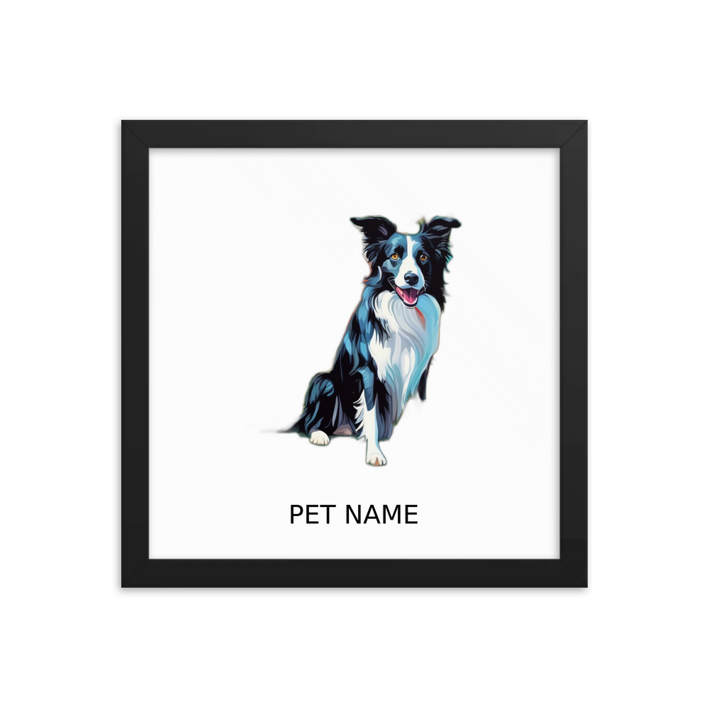 PugMug Custom Border Collie Framed Print with Your Pet’s Name