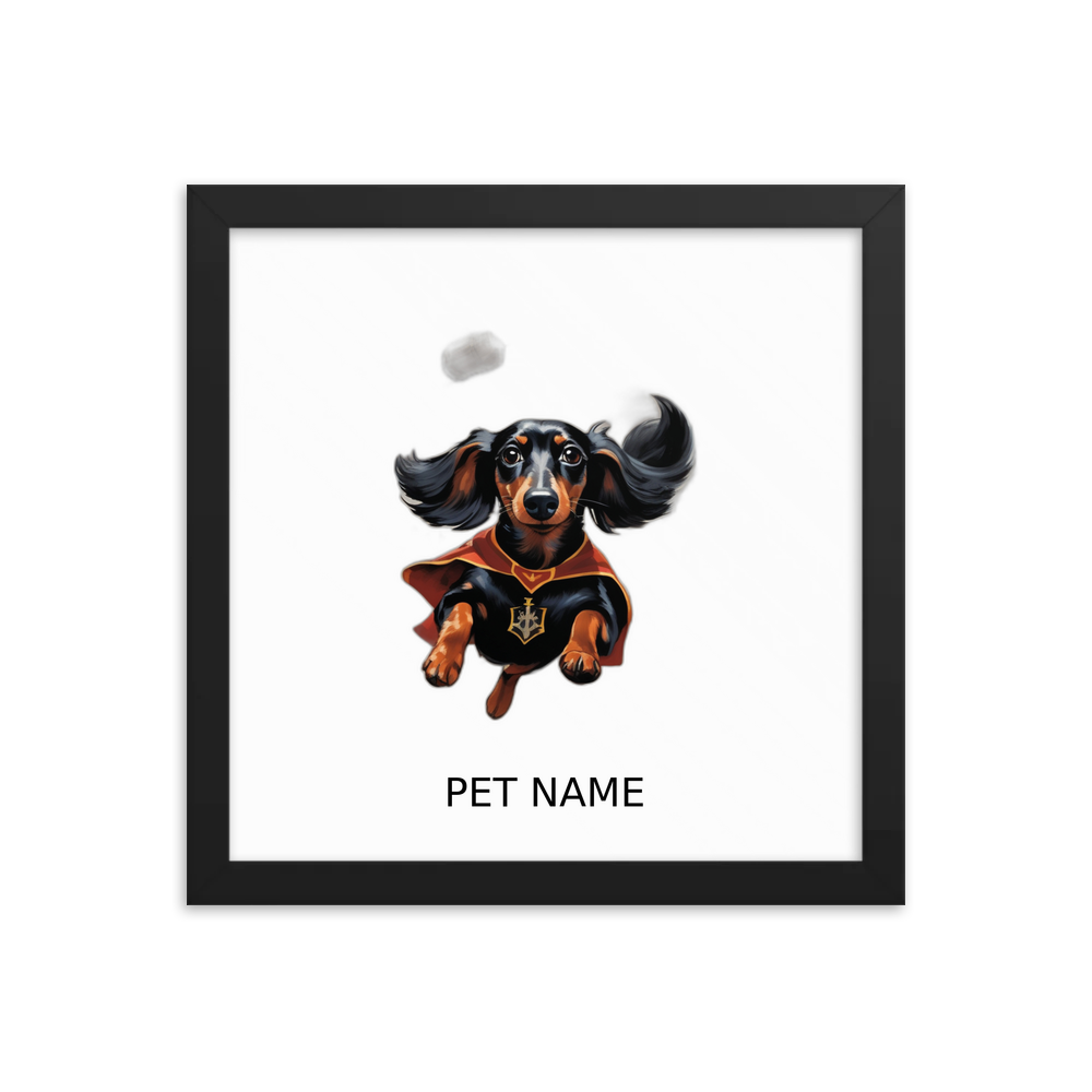 PugMug Custom Black Dachshund Framed Print with Your Pet’s Name