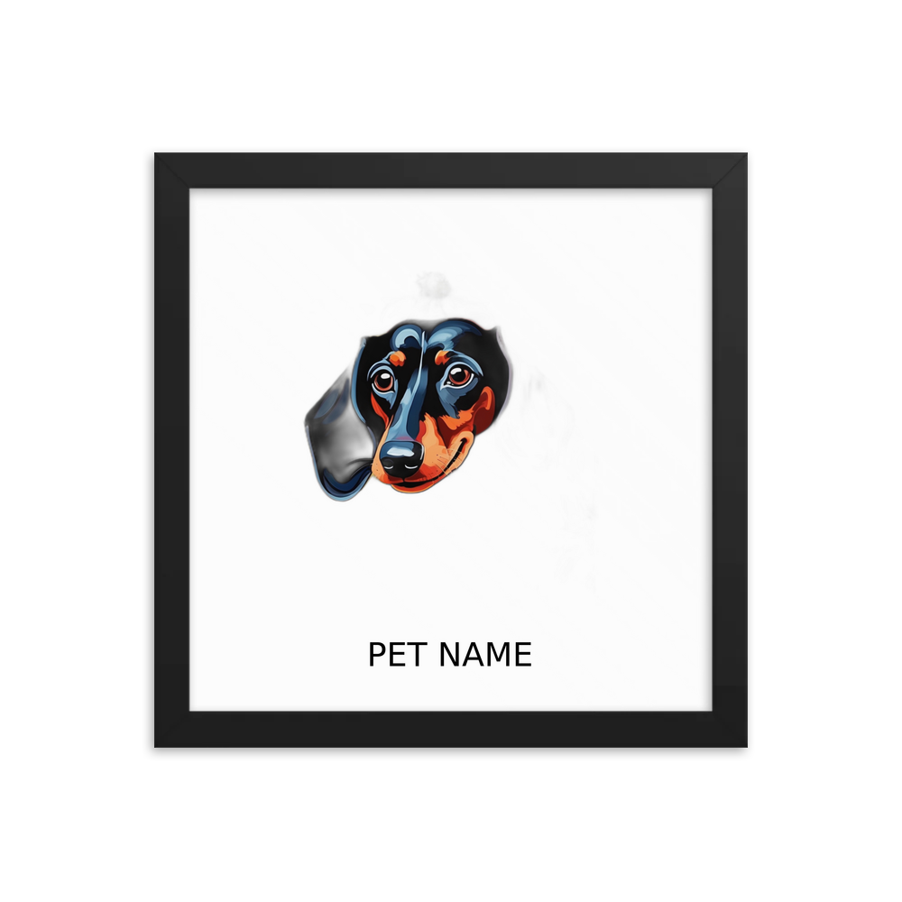 PugMug Custom Black Dachshund Framed Print with Your Pet’s Name