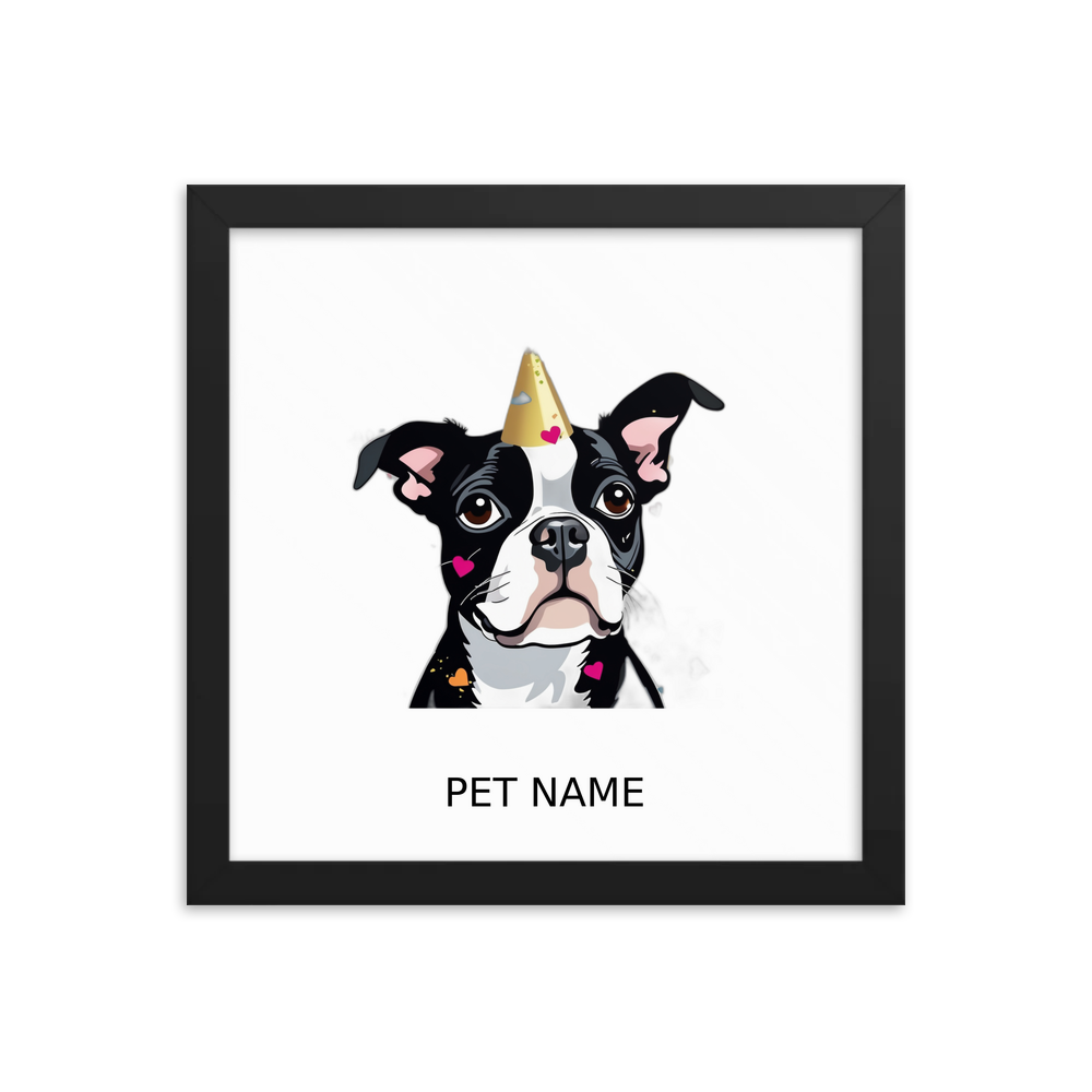 PugMug Custom Boston Terrier Framed Print with Your Pet’s Name