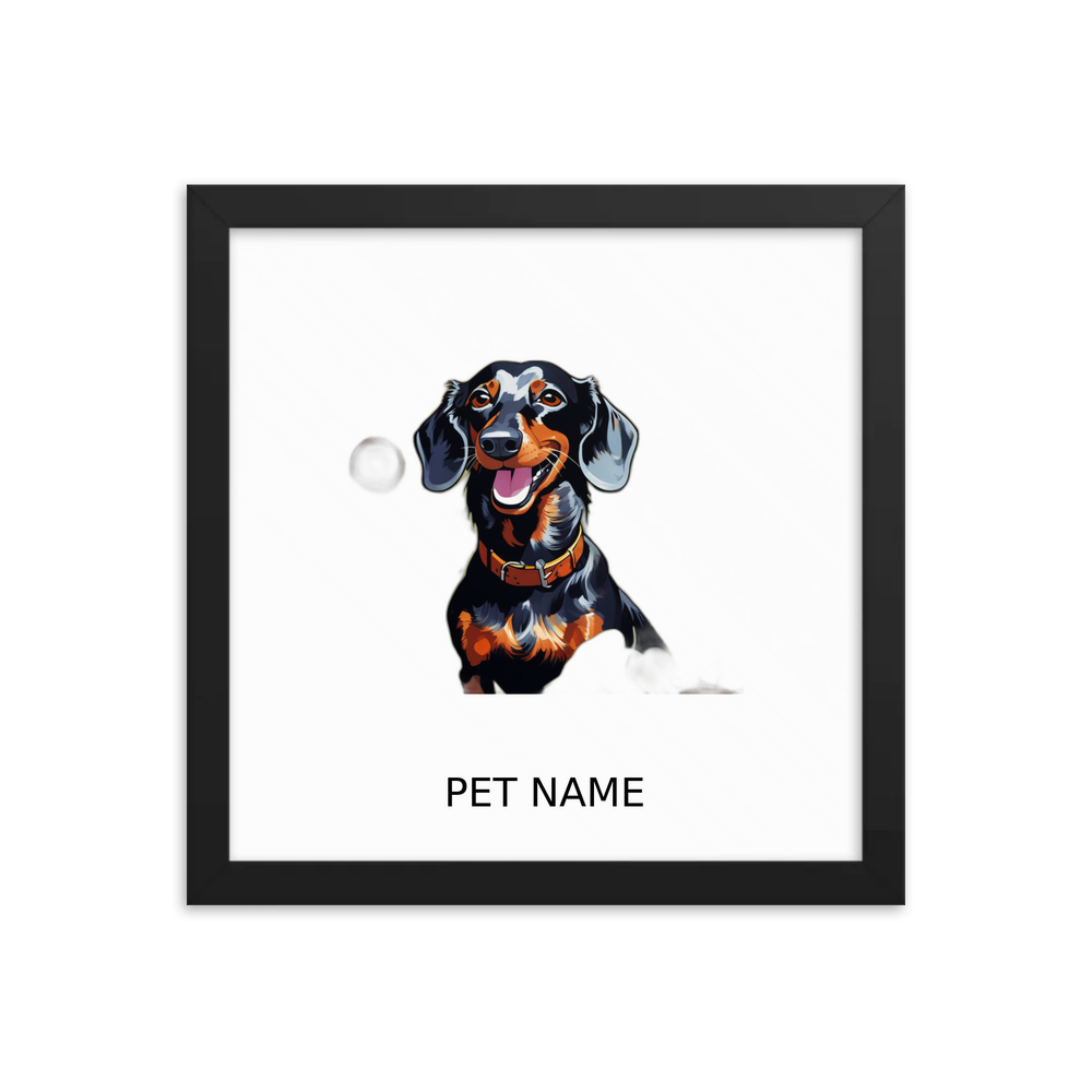 PugMug Custom Black Dachshund Framed Print with Your Pet’s Name
