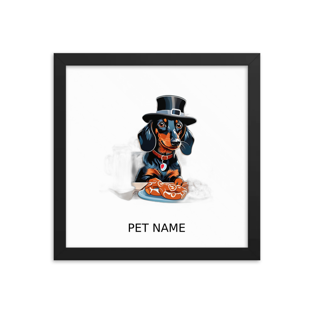 PugMug Custom Black Dachshund Framed Print with Your Pet’s Name