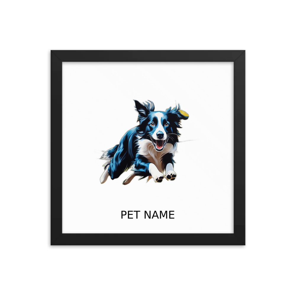 PugMug Custom Border Collie Framed Print with Your Pet’s Name