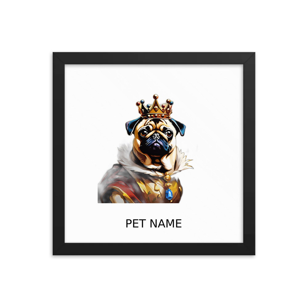 PugMug Custom Pug Framed Print with Your Pet’s Name