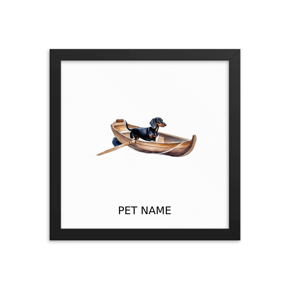 PugMug Custom Black Dachshund Framed Print with Your Pet’s Name