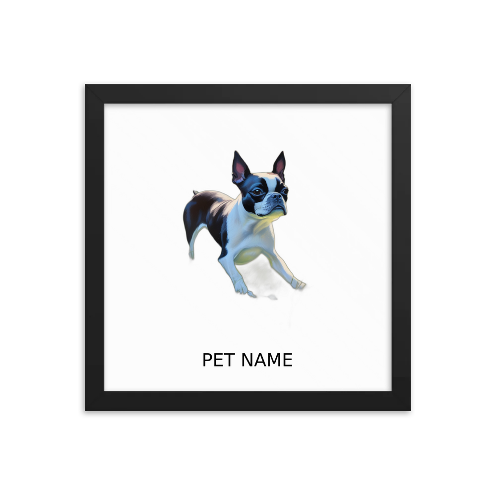PugMug Custom Boston Terrier Framed Print with Your Pet’s Name