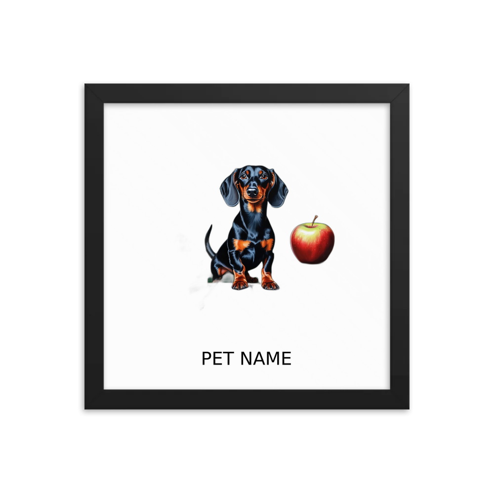 PugMug Custom Black Dachshund Framed Print with Your Pet’s Name