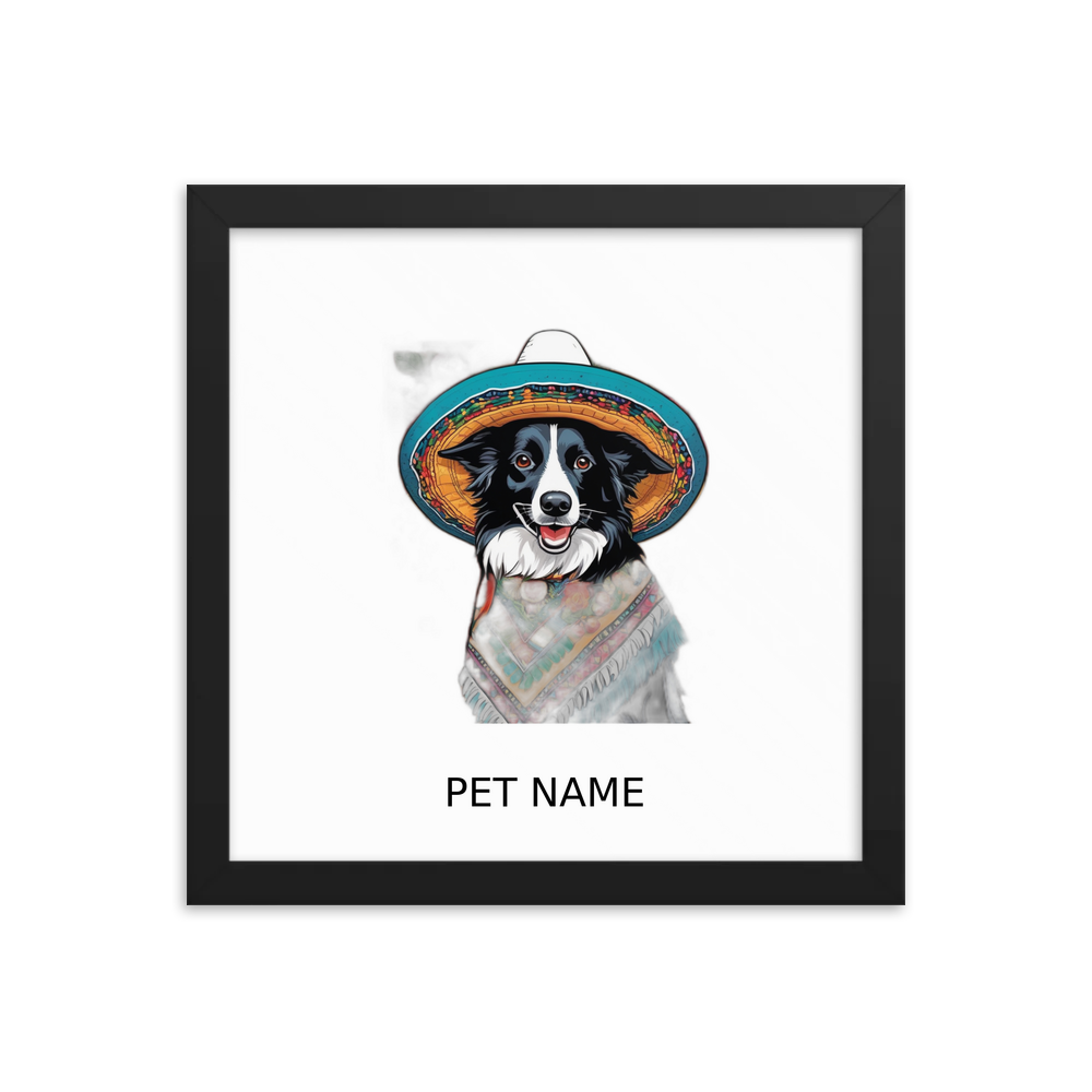 PugMug Custom Border Collie Framed Print with Your Pet’s Name