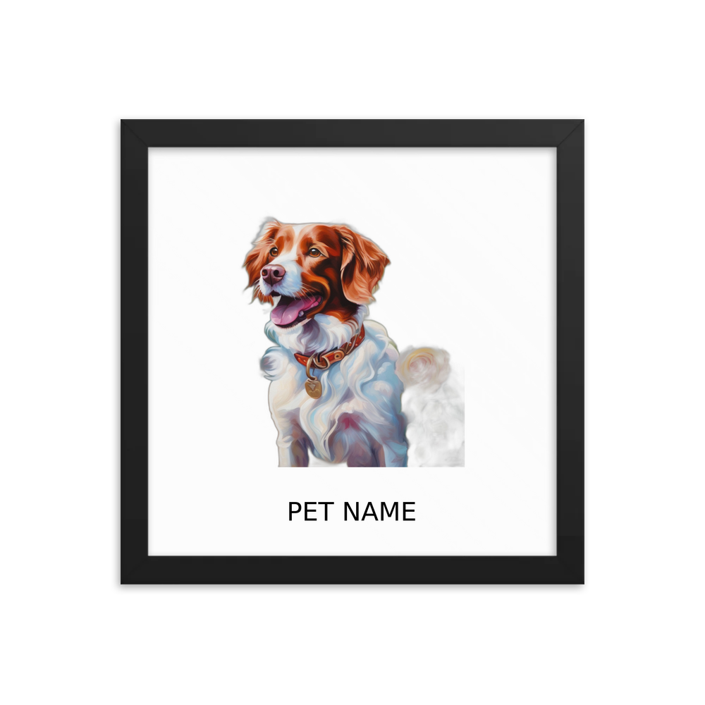 PugMug Custom Brittany Dog Framed Print with Your Pet’s Name