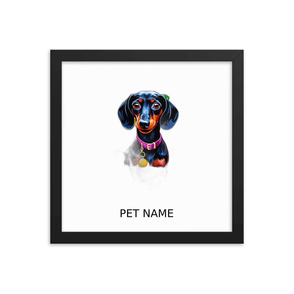 PugMug Custom Black Dachshund Framed Print with Your Pet’s Name