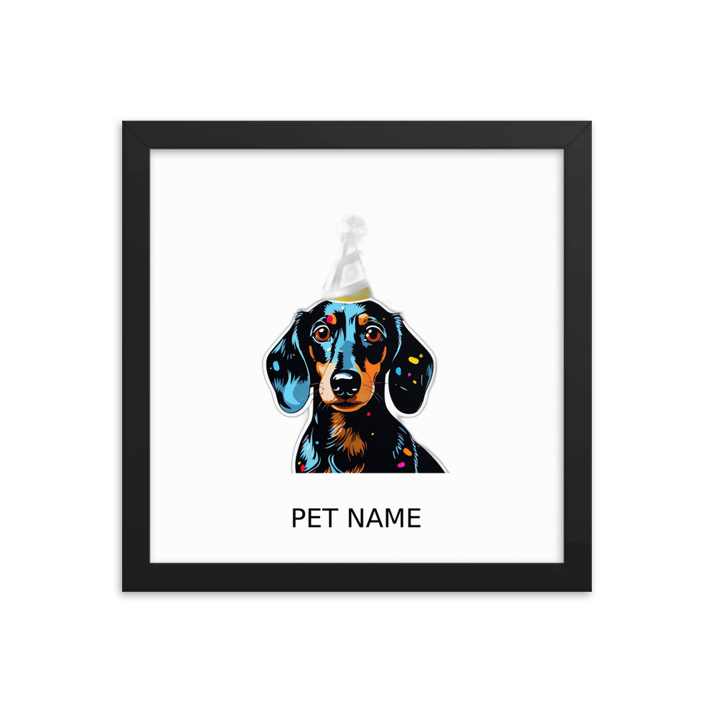 PugMug Custom Black Dachshund Framed Print with Your Pet’s Name