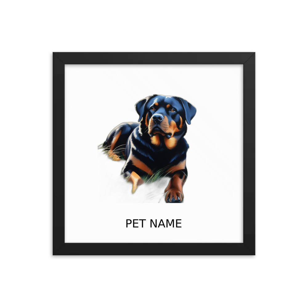 PugMug Custom Rottweiler Framed Print with Your Pet’s Name