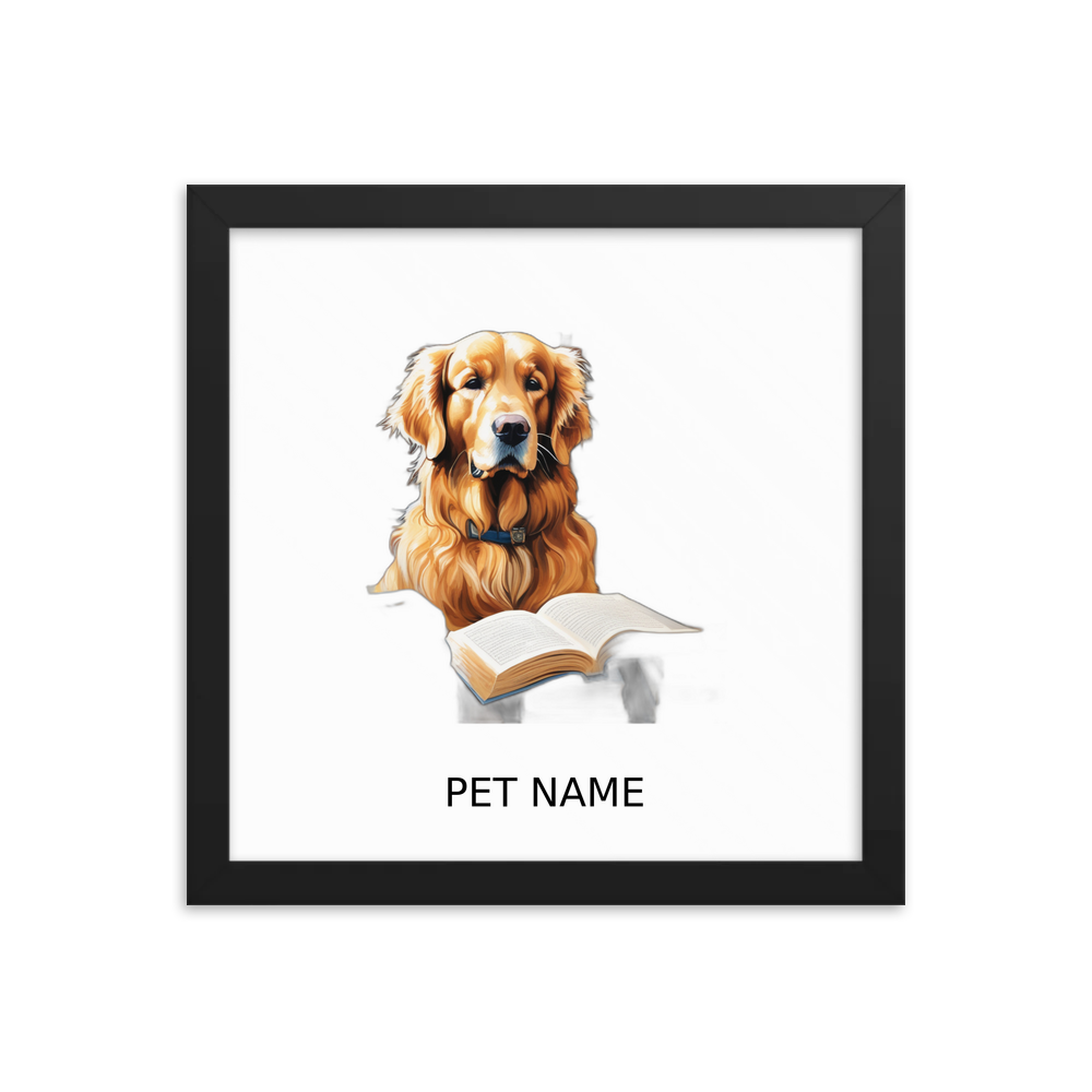 PugMug Custom Golden Retriever Framed Print with Your Pet’s Name