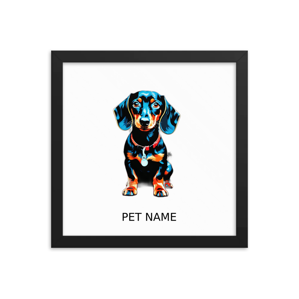 PugMug Custom Black Dachshund Framed Print with Your Pet’s Name