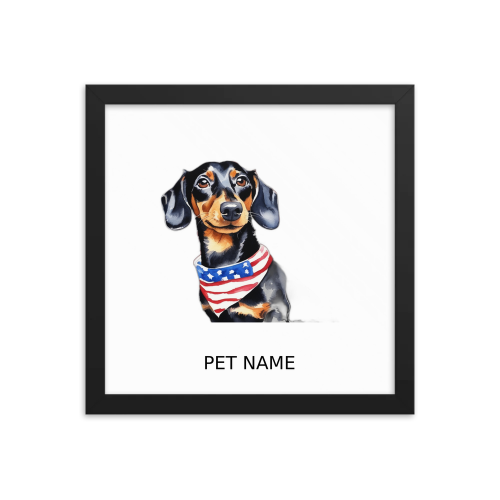 PugMug Custom Black Dachshund Framed Print with Your Pet’s Name